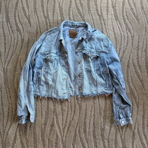 American Eagle Outfitters Light Blue Cropped Jean Jacket